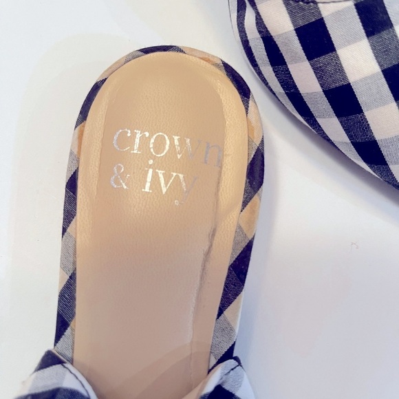 Crown and Ivy Size 7 Slingback Sandals Black and White Check - Picture 2 of 11